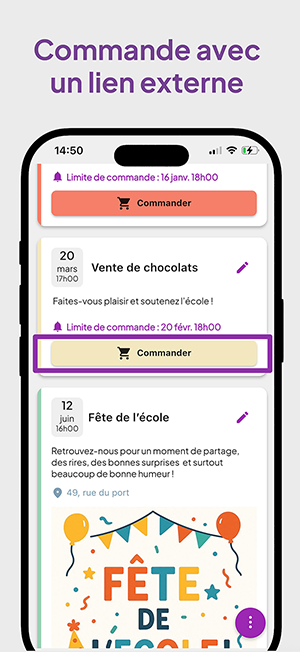 Capture d'écran APE+ - Interface de commande en ligne pour événements